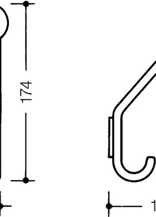 Patère HEWI 477.90.080 (3000206925) saillie simple 116 mm hauteur 172 mm