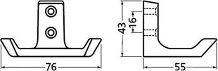 Hermeta patère 0033 (3000283274) double saillie 55 mm hauteur 43 mm