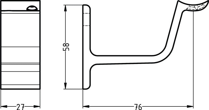 Support de main courante Hermeta 3553 (3000283346) support incurvé en aluminium anodisé argent