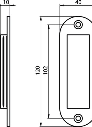 Coque de porte coulissante Hermeta (3000283375) aluminium thermolaqué noir ovale longueur 120 mm largeur 40 mm