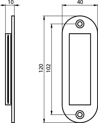 Coque de porte coulissante Hermeta (3000283375) aluminium thermolaqué noir ovale longueur 120 mm largeur 40 mm