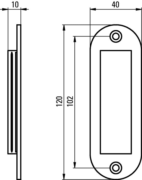 Coque de porte coulissante Hermeta (3000283375) aluminium thermolaqué noir ovale longueur 120 mm largeur 40 mm