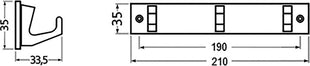 Porte-serviettes Hermeta (3000283282) 3 crochets, hauteur 35 mm, longueur 210 mm, saillie 33,5 mm