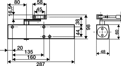 Ferme-porte à ciseaux GEZE TS 4000 (3000255073) argent EN 1-6