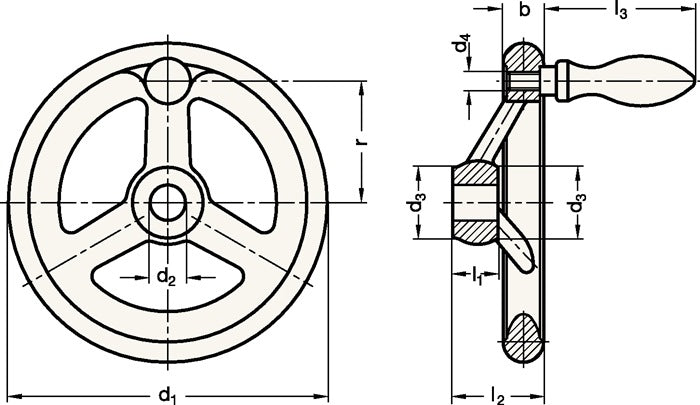 Volant Ganter GN 950 (4601000246) b 17 mm d1 140 mm d2 14 mm