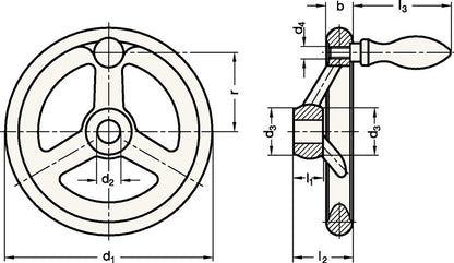 Volant Ganter GN 950 (4601000246) b 17 mm d1 140 mm d2 14 mm