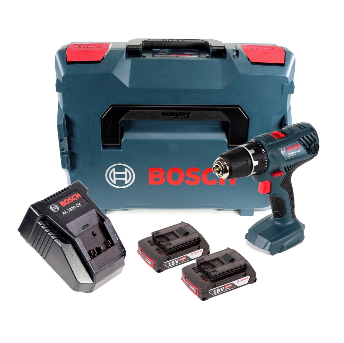 Bosch Professional GSR 18V-21 Akku Bohrschrauber 18V 55Nm ( 06019E6100 ) + 2x Akku 2,0Ah + Ladegerät + L-Boxx - Toolbrothers