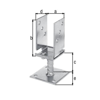 GAH Alberts Support de poteau en U (8002651500) 71 - 131x110x70x100mm réglable en largeur, à visser