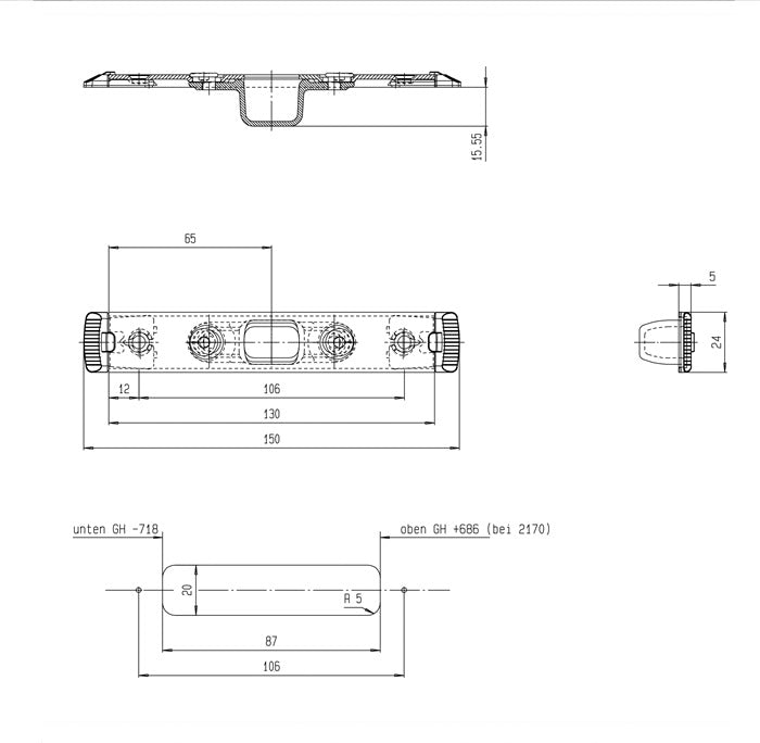 FUHR Schließteil ( 3000254383 ) Bolzenriegel links / rechts Edelstahl