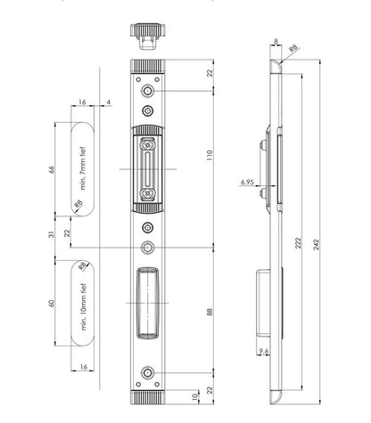 Pièce de verrouillage FUHR 59046 (3000254348) loquet/boulon gauche/droite couleur argent