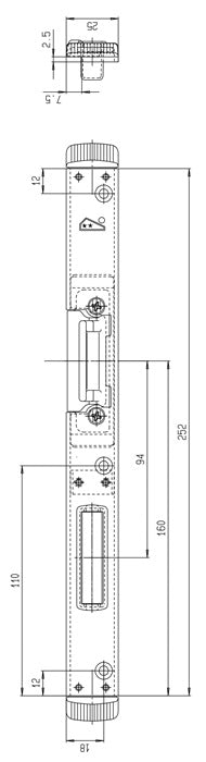 Pièce de verrouillage FUHR (3000254360) loquet/pêne droit argenté