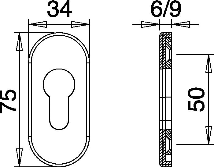 Rosace clip coupe-feu EDI 0813/6 (3000200047) porte profilée aluminium F12