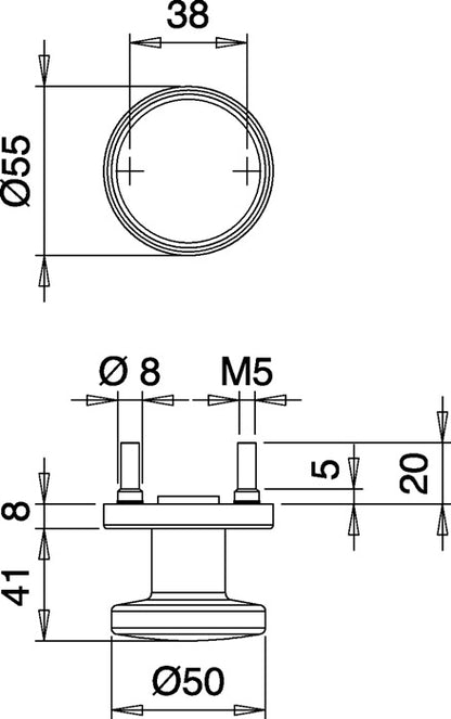 Bouton de porte EDI K7/052/02 (3000261371) bouton droit F00 en acier inoxydable