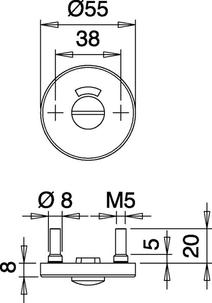 Paire de rosaces pour clés EDI 057 (3000261370) acier inoxydable F00 ronde