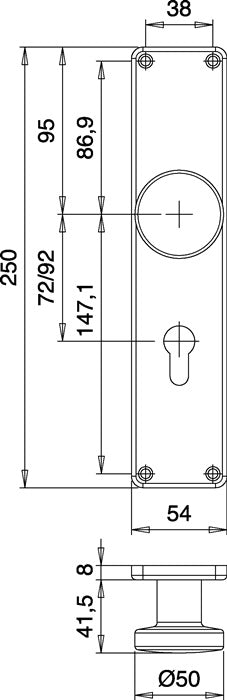 Panneau de rénovation bouton EDI 344 Z (3000261363) acier inoxydable EST 72 mm PZ