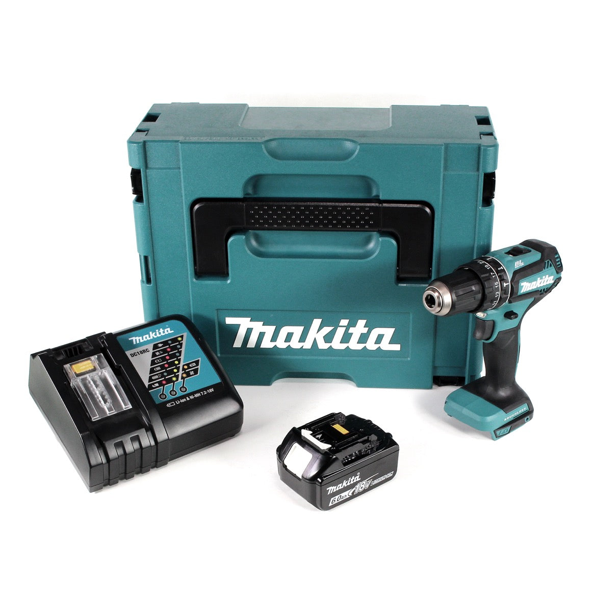 Makita DHP 485 RG1J Akku Schlagbohrschrauber 18 V 50 Nm + 1x Akku 6,0 Ah + Schnellladegerät + Makpac - Toolbrothers