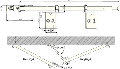 Commande de séquence de fermeture Dormakaba (3325032072) adaptée à la glissière GSR