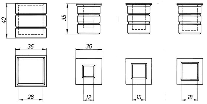 DENI Steinbuchse ( 3000255624 ) 13 Vierkantstangen 13 mm 2-teilig