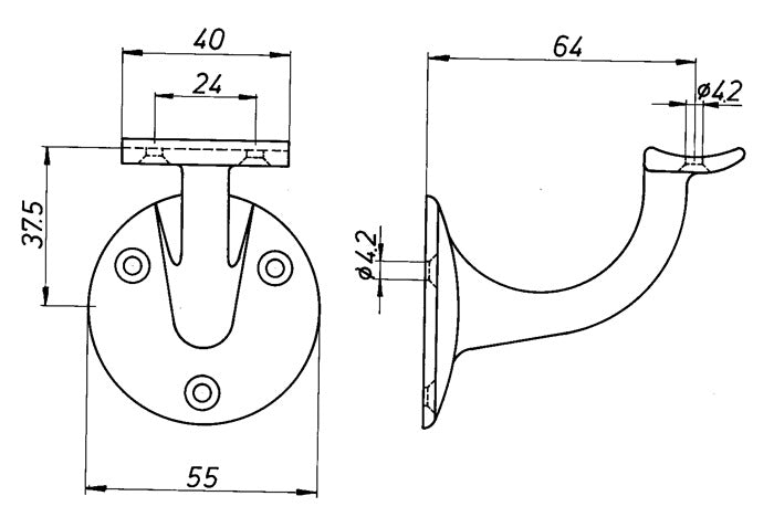 Support de main courante DENI (3000259227) support incurvé en aluminium anodisé argent