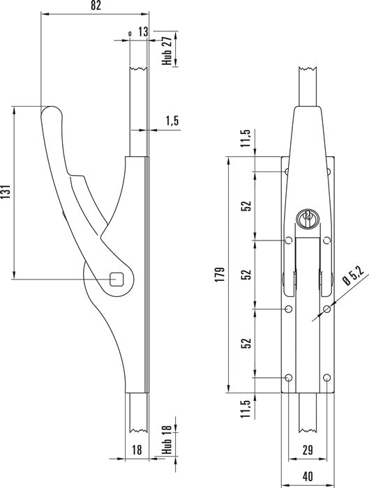 DENI Tortreibriegel PLANO abschließbar ( 3000255598 ) 13 mm abschließbar Leichtmetall hell verzinkt