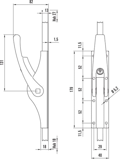 DENI Tortreibriegel PLANO abschließbar ( 3000255598 ) 13 mm abschließbar Leichtmetall hell verzinkt