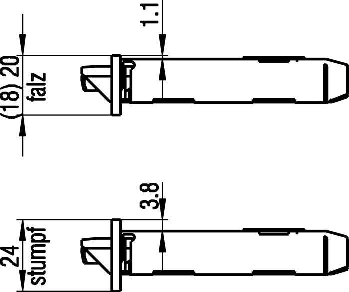 BKS Zimmertür-Einsteckschloss 0215 ( 3000251045 ) BB 20/ 55/72/8 mm DIN links Klasse 1 Kunststoff