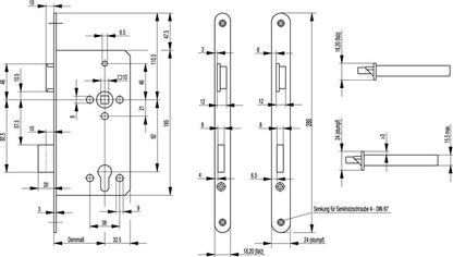 BKS Haustür-Einsteckschloss 0024 ( 3322024112 ) PZW 22/55/92/10 mm DIN links