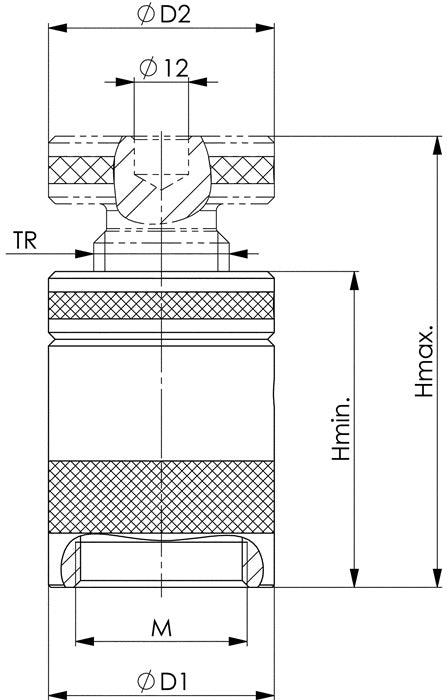 Vérin AMF n° 6400 (4000833112) taille 50 hauteur 38 - 50 mm