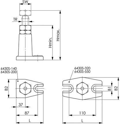 Vérin AMF n° 6430S Atlas (4000833127) taille 140 hauteur 100 - 140 mm