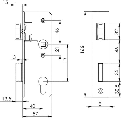 AMF Schloss 143U ( 3311021064 ) DIN links / rechts PZW Dornmaß 40 mm