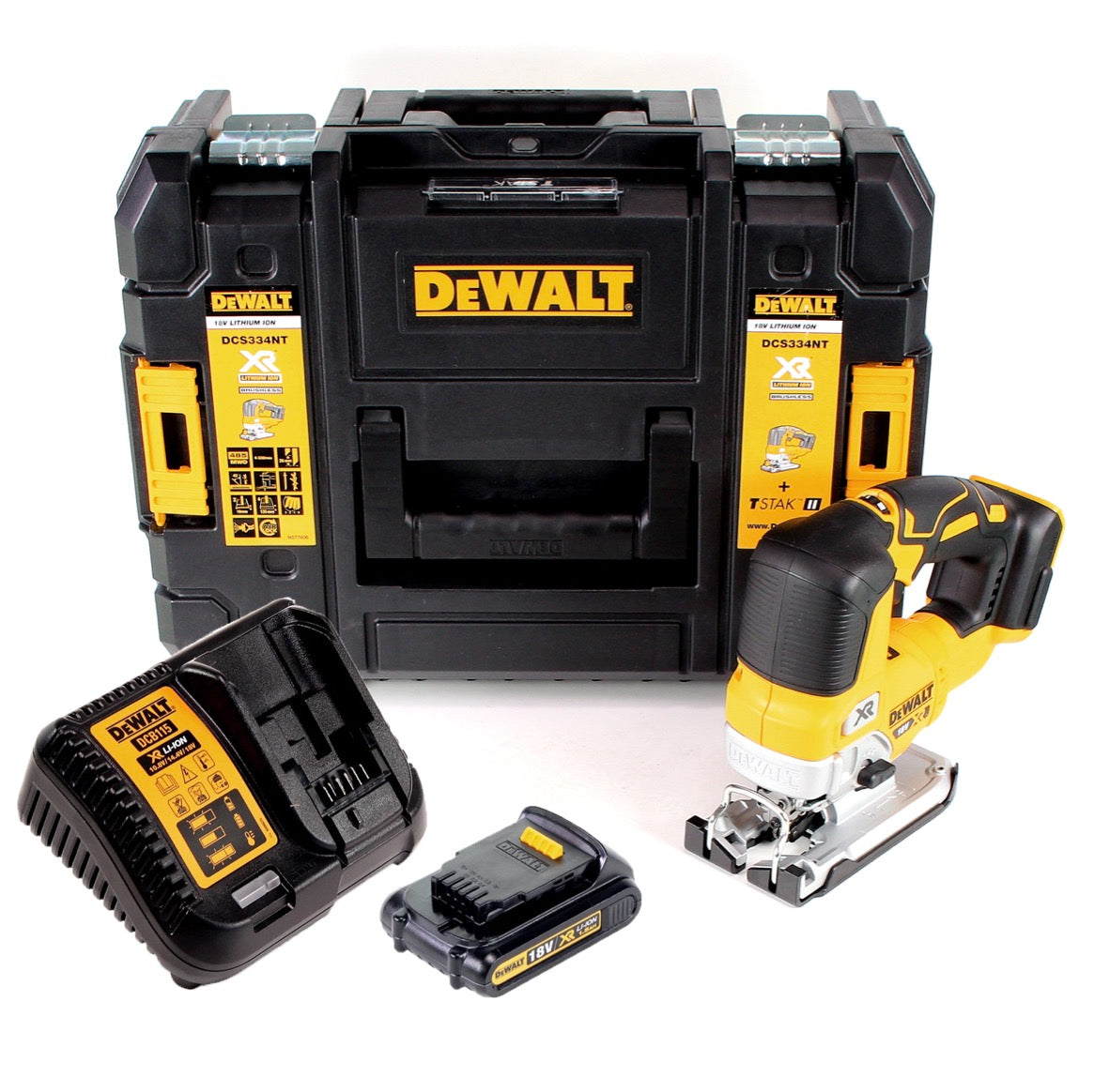 DeWalt DCS 334 S1 Akku Pendelhub Stichsäge 18V Brushless + 1x Akku 1,5Ah + Ladegerät + TSTAK - Toolbrothers