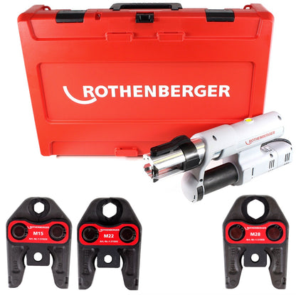 Rothenberger ROMAX AC ECO Set M 230 V Pressmaschine Typ C für Netzbetrieb im Transportkoffer + 3 x Pressbacken ( 15750 ) - Toolbrothers