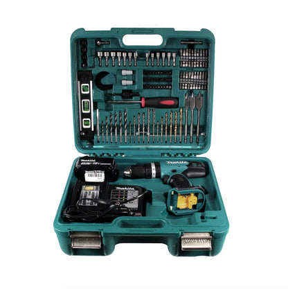 Makita DHP 453 SMTK Akku Schlagbohrschrauber 18 V 42Nm + 1x Akku 4,0Ah + Ladegerät + Koffer mit 101tlg. Zubehörset - Toolbrothers