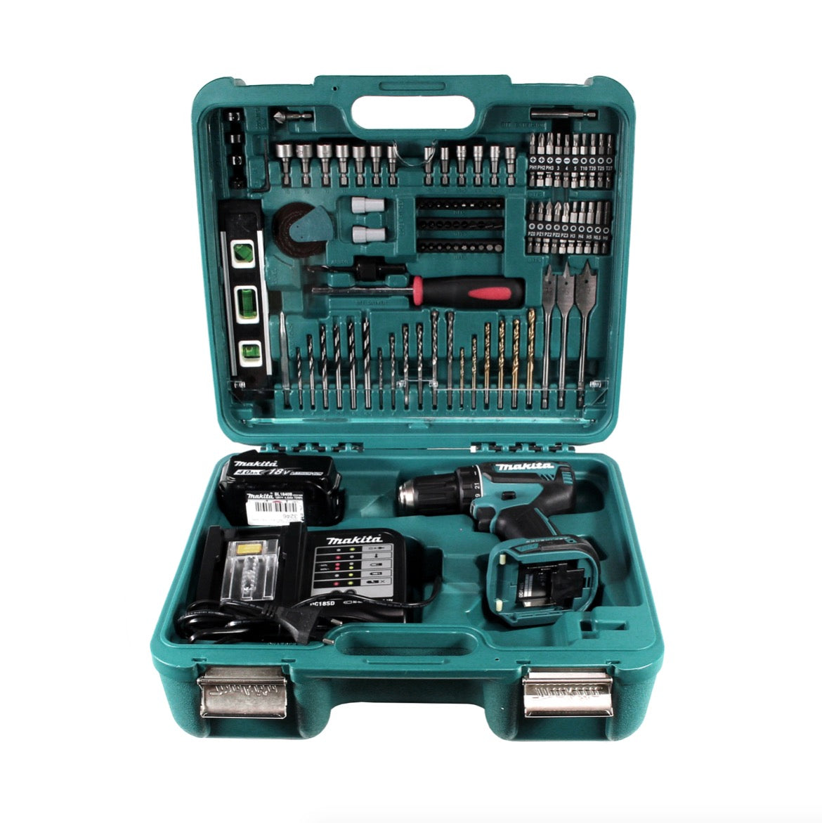 Makita DDF 485 SMTK Akku Bohrschrauber 18 V 50Nm +1x Akku  4,0Ah + Ladegerät + 101 tlg. Werkzeugset im Koffer - Toolbrothers