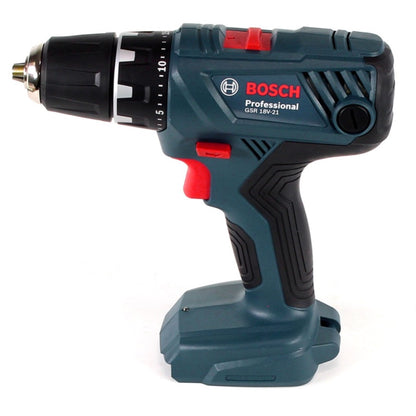 Bosch Professional GSR 18V-21 Akku Bohrschrauber 18V 55Nm + 2x Akku 2,0Ah + Ladegerät + Bit-Set + L-Boxx - Toolbrothers