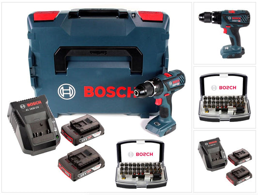 Bosch GSB 18 V-28 Professional 18 V Li-Ion Akku Schlagbohrschrauber in L-Boxx + 2 x 2,0 Ah Akku + Ladegerät + 32 tlg. Bit-Set - Toolbrothers