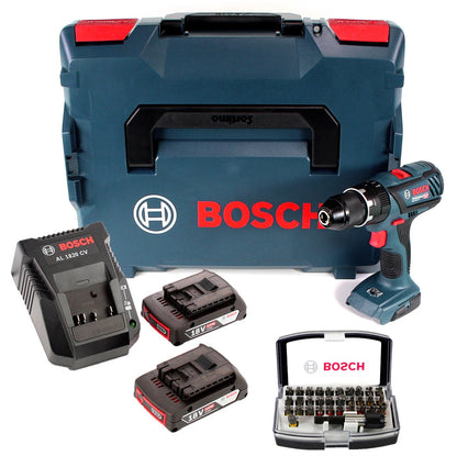 Bosch GSB 18 V-28 Professional 18 V Li-Ion Akku Schlagbohrschrauber in L-Boxx + 2 x 2,0 Ah Akku + Ladegerät + 32 tlg. Bit-Set - Toolbrothers