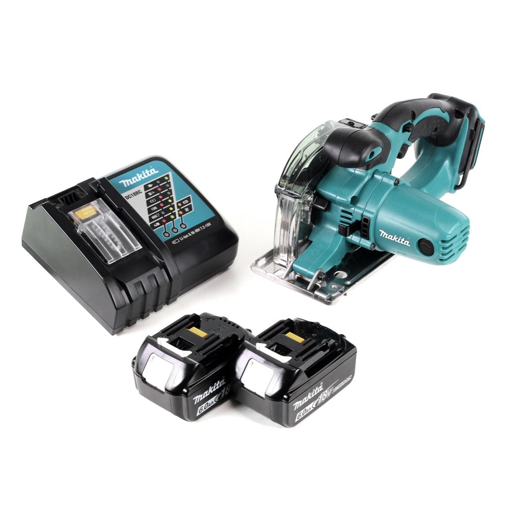 Makita DCS 552 RG 18 V Akku Metall Handkreissäge 136 mm + 2x 6,0 Ah Akku und Lader + Sägeblatt und Schutzbrille - Toolbrothers