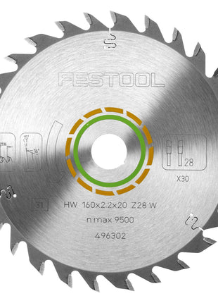 Festool Universal Kreissägeblatt W28 160 x 2,2 x 20 mm 160 mm 28 Zähne ( 496302 ) TS TSC ATF AP - Toolbrothers