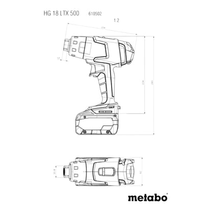 Souffleur d'air chaud sur batterie Metabo HG 18 LTX 500 18 V 300 / 500 °C Solo (610502850) - sans batterie, sans chargeur