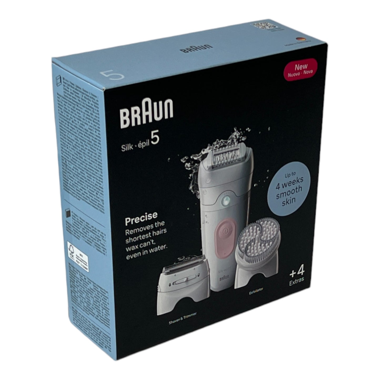 BRAUN Silk Epil 5-060 épilateur femme pour une épilation longue durée + accessoire tondeuse + accessoire peeling blanc / rose flamant rose