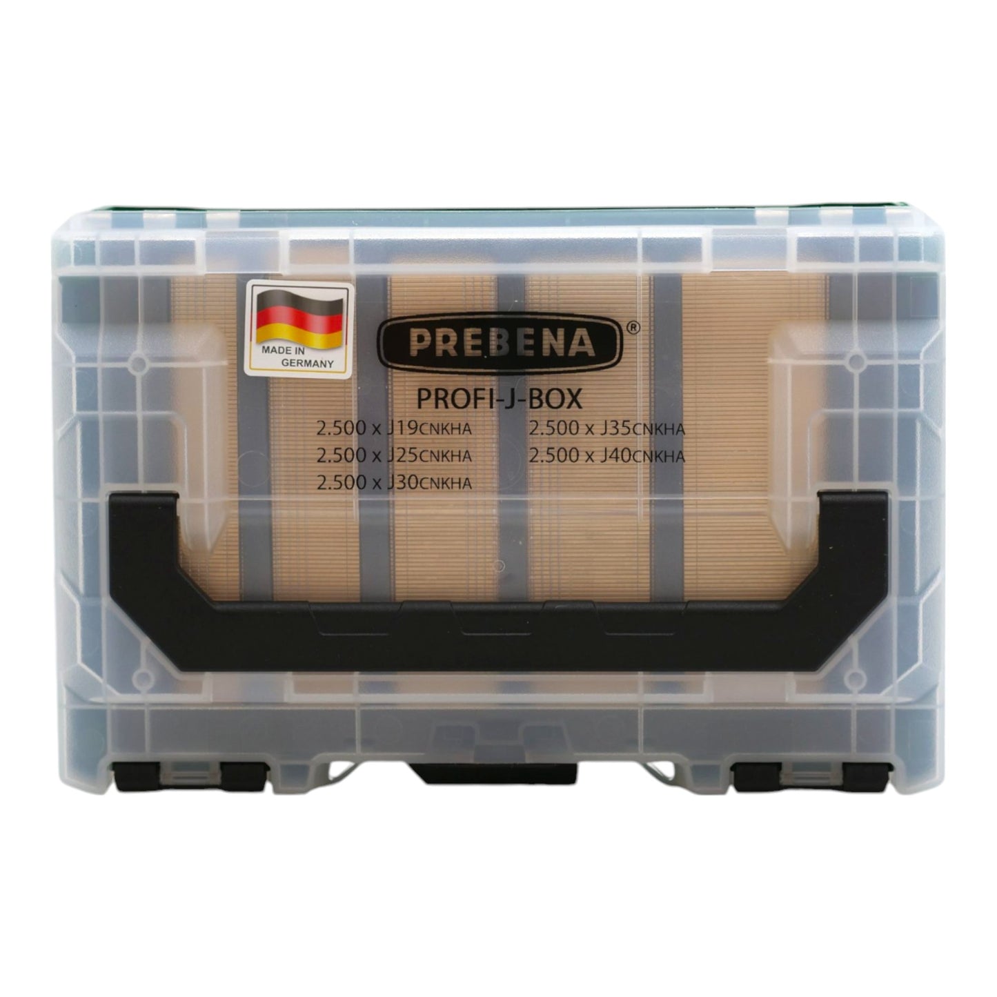 Prebena 2XR-J50 Druckluftnagler 4,0 - 7,0 Bar + PROFI-J-BOX Stauchkopfnägel Brads 12500 Stk. + Koffer