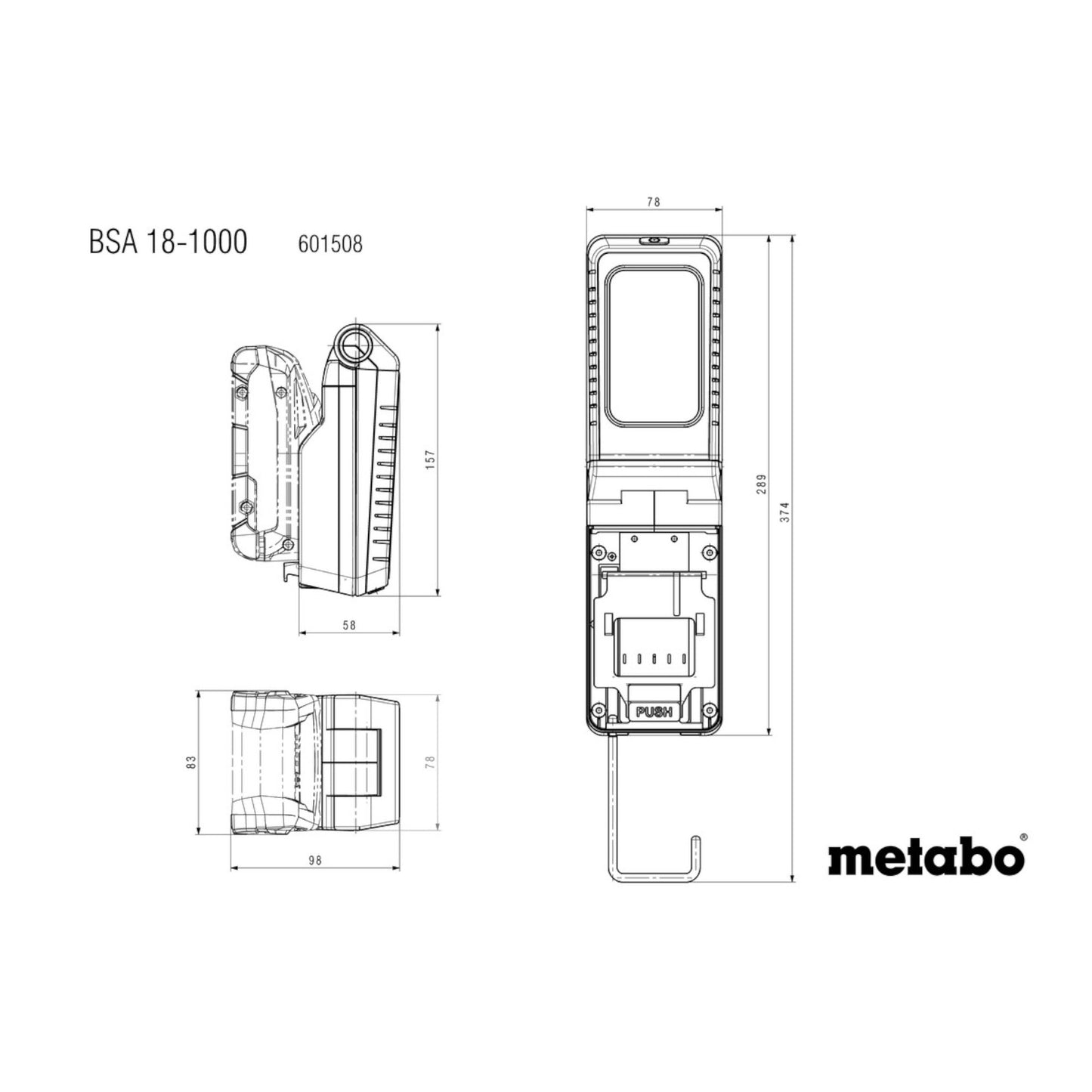 Metabo BSA 18-1000 Akku Baustrahler 18 V 1000 lm + 1x Akku 2,0 Ah - ohne Ladegerät