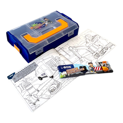 L-BOXX Mini Livre de coloriage pour enfants Oskar l'artisan avec coffret de stylos 6 pièces + L-Boxx Mini (6100001481)