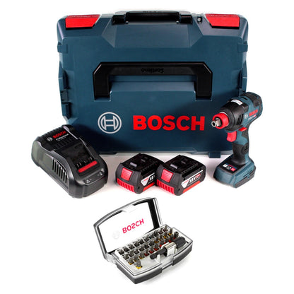 Bosch GDX 18 V-200 C Professional 18 V Li-Ion Akku Drehschlagschrauber Brushless in L-Boxx + 2 x 6,0 Ah Akku + Ladegerät + 32 tlg. Bit-Set - Toolbrothers