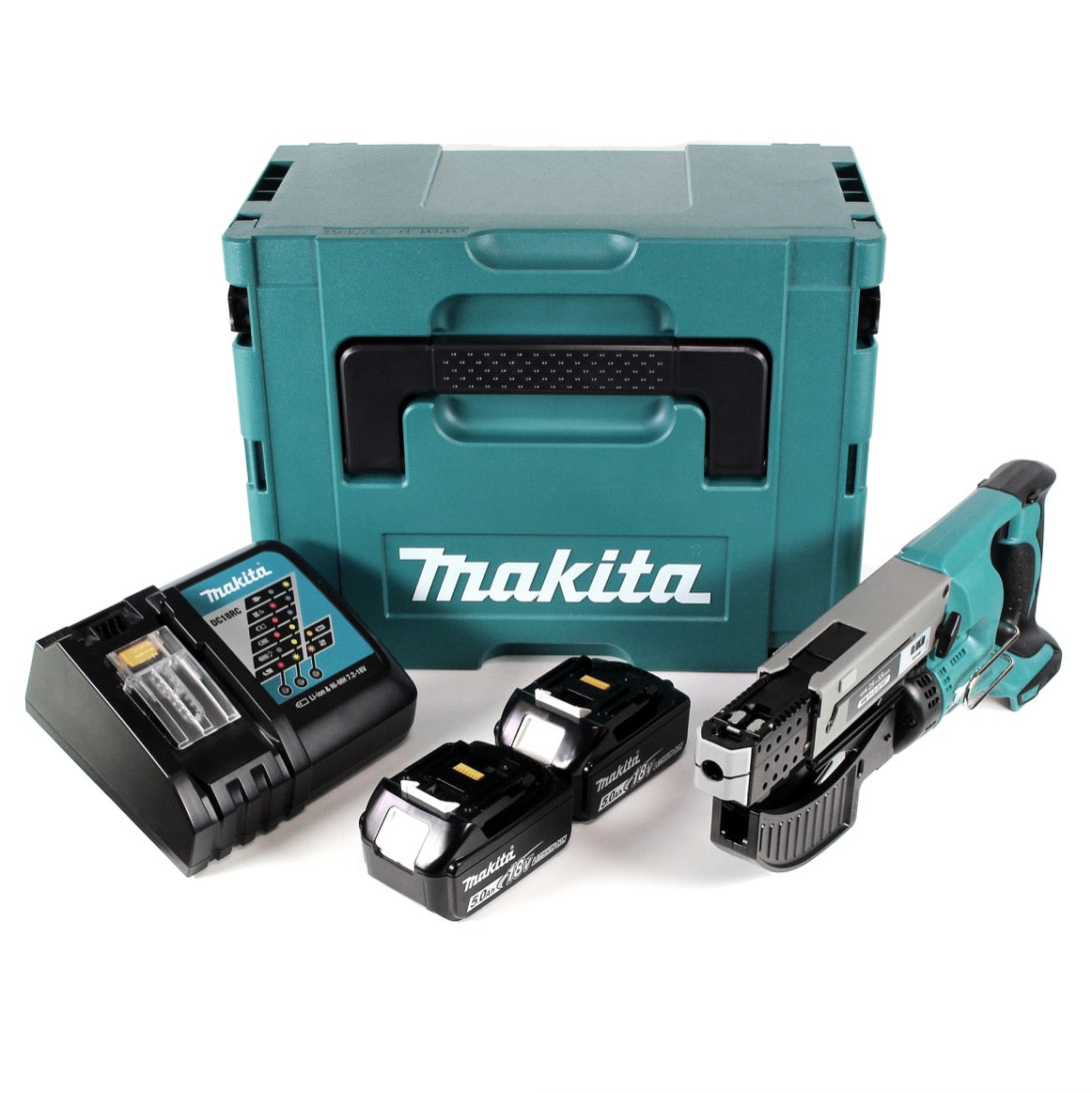 Makita DFR 550 RTJ Akku Magazinschrauber 18V 25-55mm + 2x Akku 5,0Ah + Ladegerät + Makpac - Toolbrothers