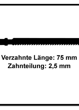 Festool S 75/2,5/5 WOOD Fine Cut Stichsägeblatt 75 mm 5 Stk. ( 204256 ) konisch geschliffen für sauberen Schnitt, HCS Stahl - Toolbrothers