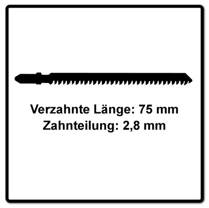 Festool S 75/2.8/5 lame de scie sauteuse WOOD STRAIGHT CUT (204260) pour PS 300, PSB 300, PS 400, PSC 400, PSBC 400, PSB 400, PS 420, PSB 420, PSC 420, PSBC 420