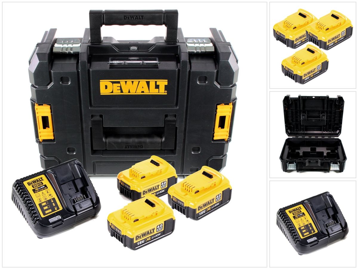 DeWalt Akku Plus Starterkit DCB115D3 in TSTAK II Systemkoffer mit passender Einlage inkl. 3 x 4,0 Ah Akku + Ladegerät - Toolbrothers