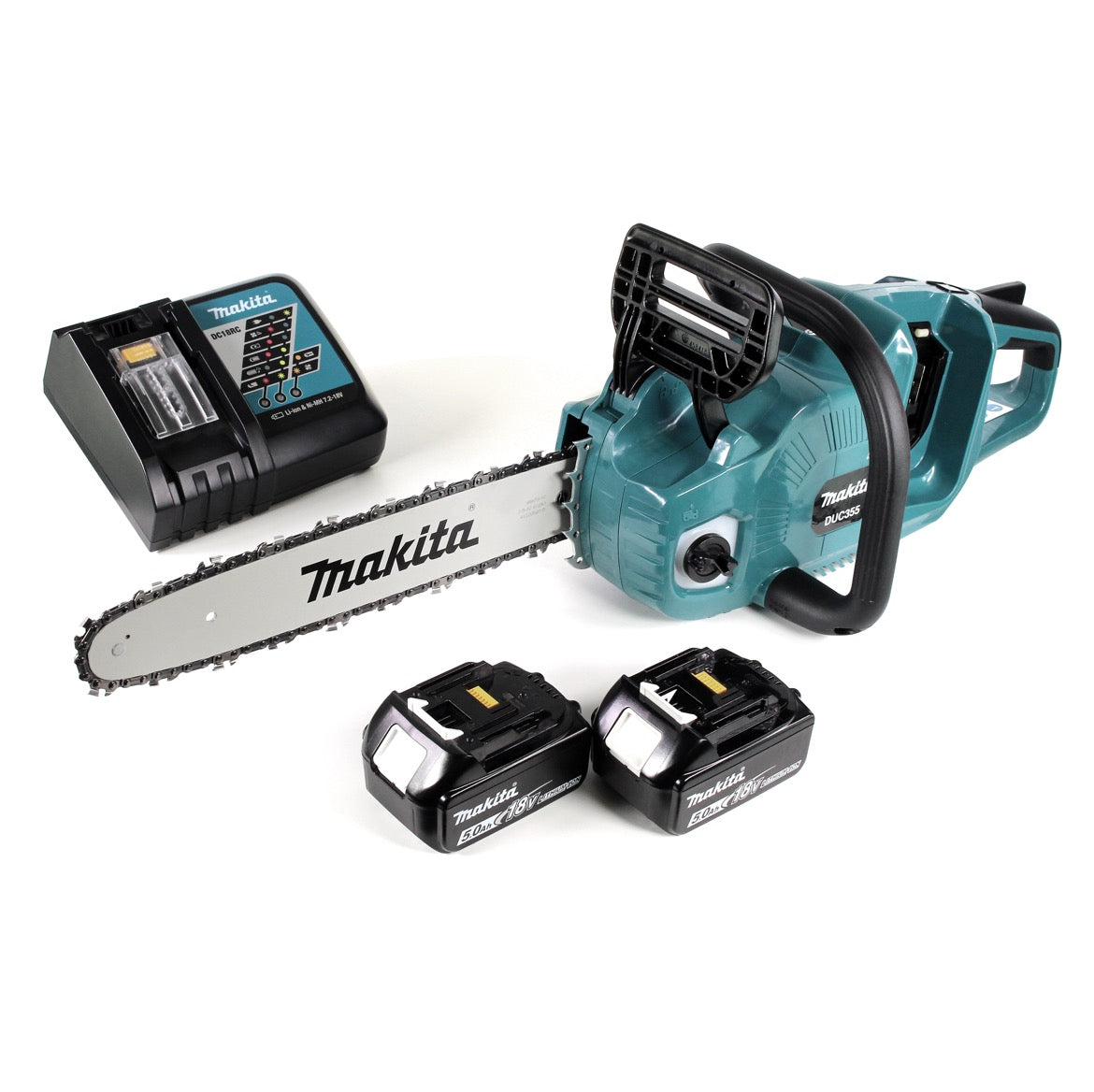 Makita DUC 355 RT2 Akku Kettensäge 36V ( 2x18V ) Brushless 35 cm + 2x 5,0 Ah Akku + Ladegerät - Toolbrothers